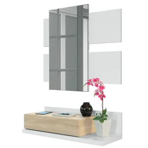 Hal Telma 1 lade en spiegel Kleur Wit/Eiken Hal Telma 1 lade en spiegel Kleur Wit/Eiken