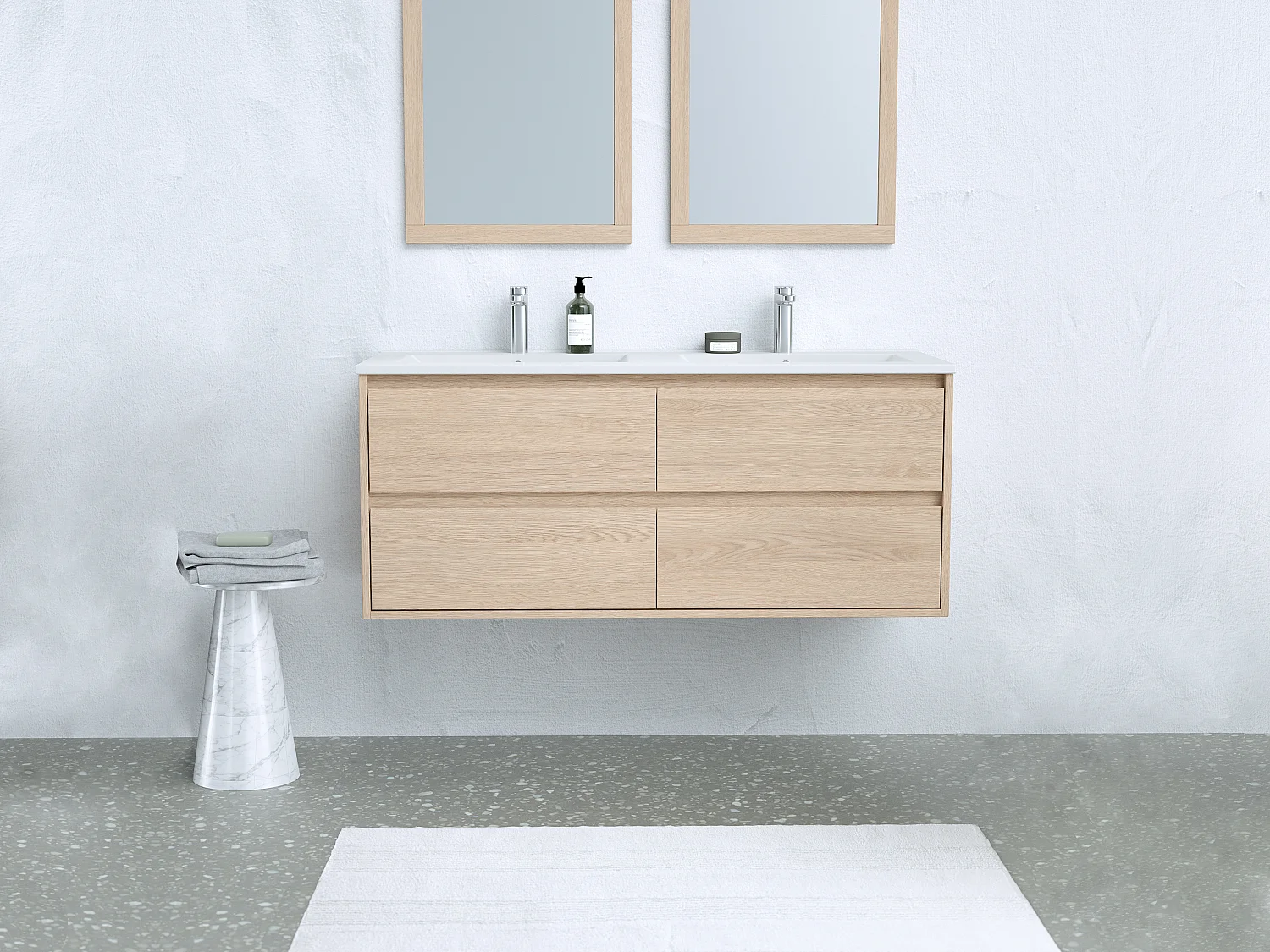 Hangend wastafelmeubel - Eiken fineer - 120 cm - MILIPAM