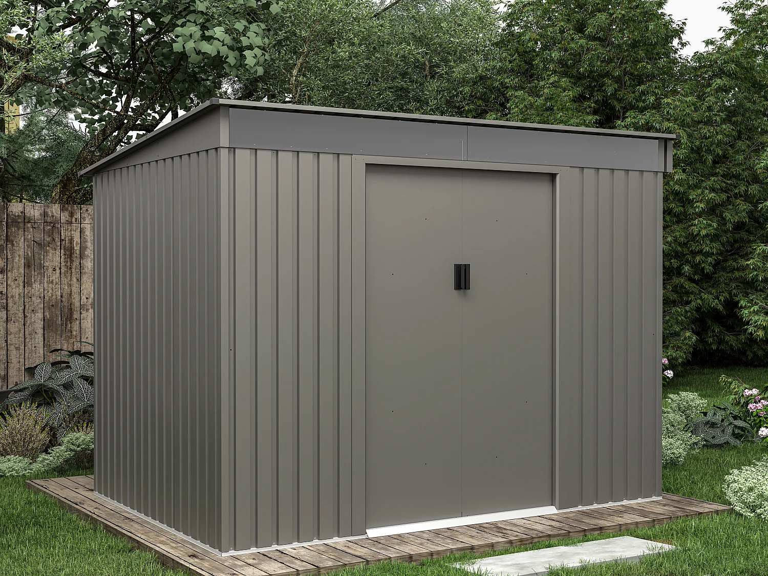 Grijs metalen tuinhuisje van gegalvaniseerd staal 4,29 m² - FOLCO