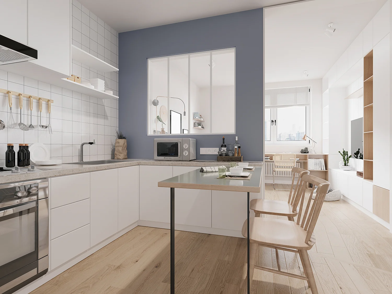 Glazen binnenraam BAYVIEW in aluminium met witte poedercoating -120x105cm (B x H) -Koop nu online
