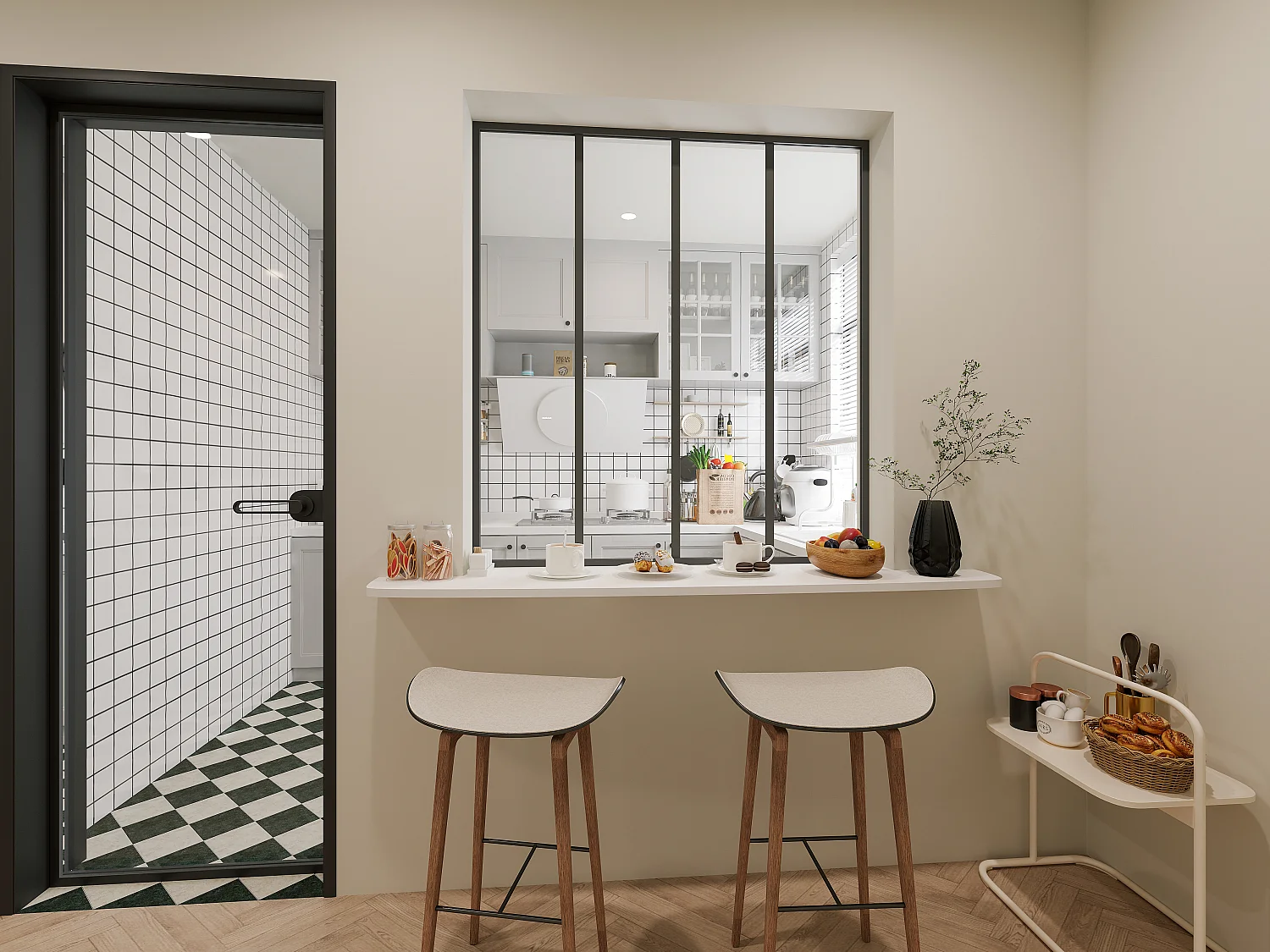 Glazen binnenraam BAYVIEW van aluminium 120 x 130 cm zwart