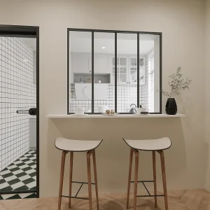 Glazen binnenraam BAYVIEW van aluminium met zwarte poedercoating Glazen binnenraam BAYVIEW van aluminium met zwarte poedercoating