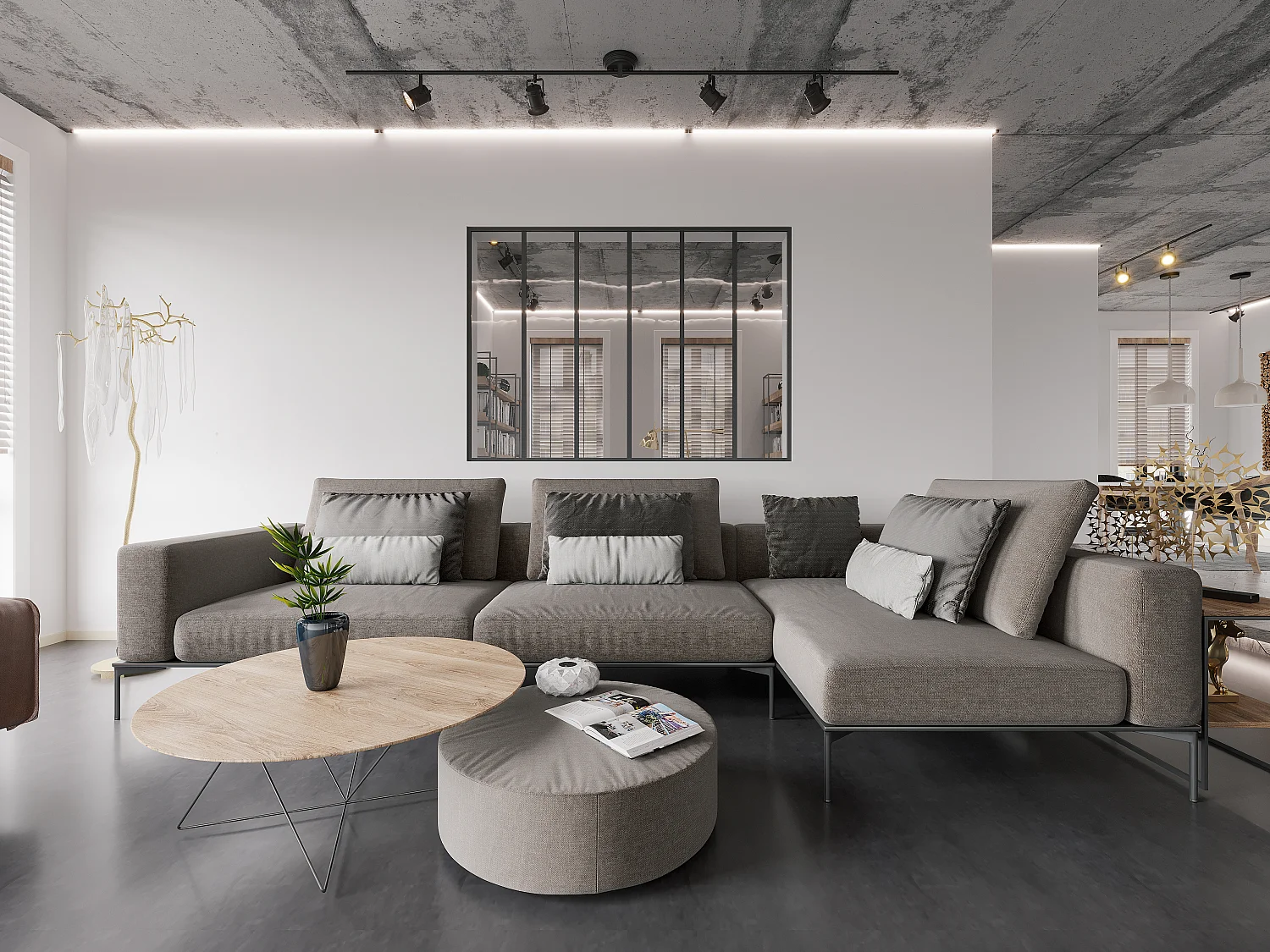 Glazen binnenraam BAYVIEW van zwart aluminium - 180 x 130