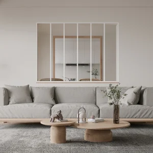 Glazen binnenraam BAYVIEW in aluminium met witte poedercoating – 180x130cm