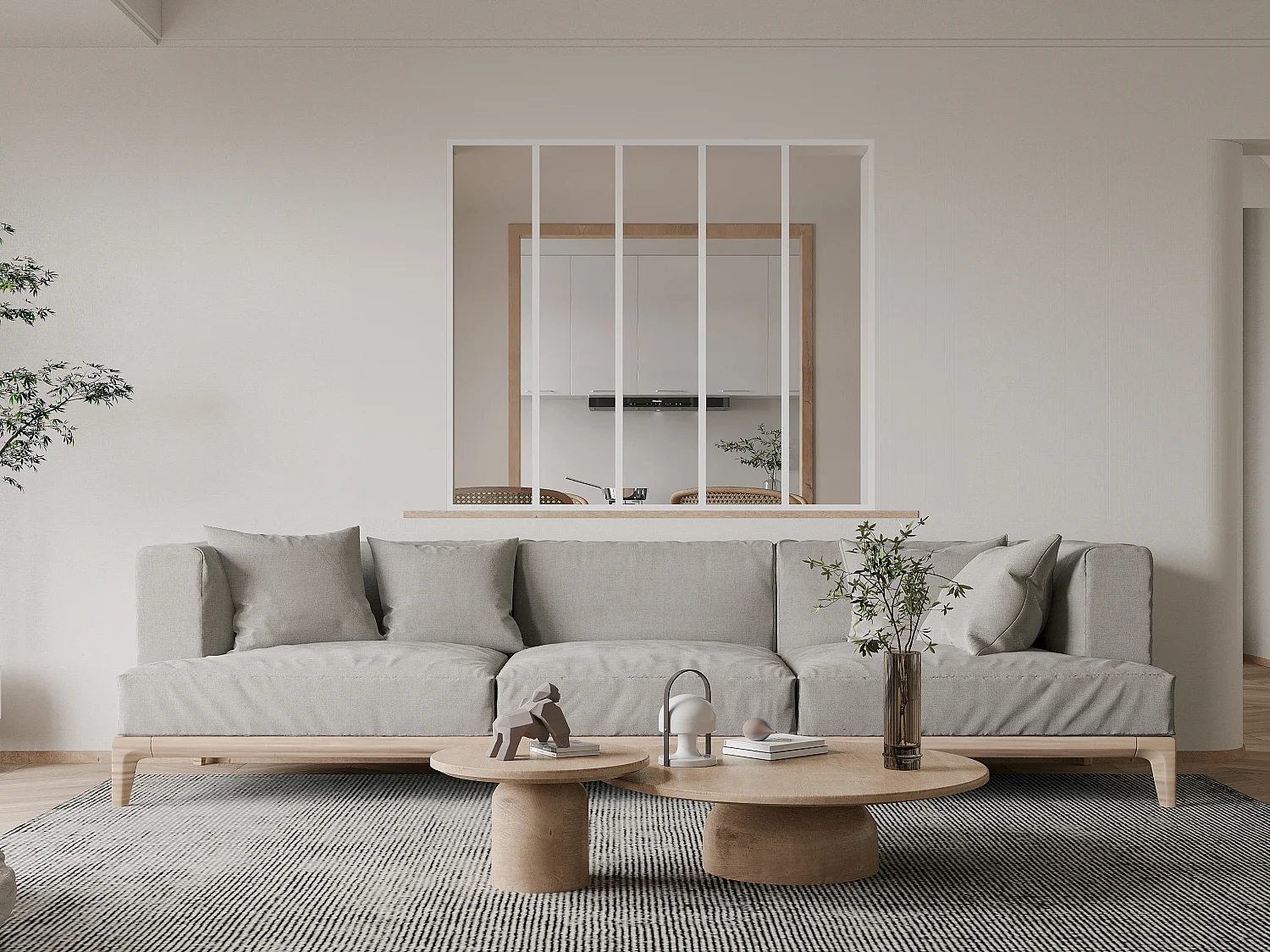 Glazen vensterraam BAYVIEW - wit - 150 x 130 cm - aluminium