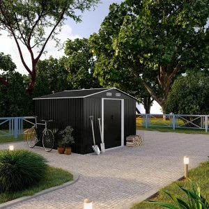 Grijs metalen tuinhuisje van gegalvaniseerd staal 8 m² MANSO