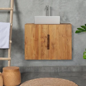 Hangende wastafel van licht teakhout – 80 cm – SAWAN – Koop nu eenvoudig online Hangende wastafel van licht teakhout – 80 cm – SAWAN – Koop nu eenvoudig online