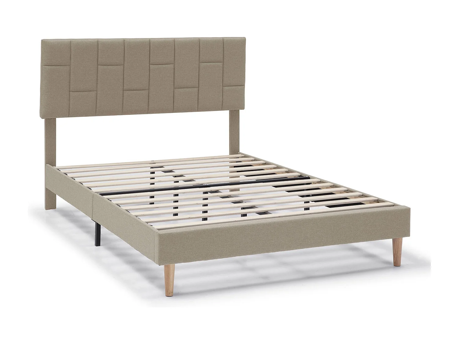 Gestoffeerd bedframe Sorni van 30 cm, 90x190 cm, Beige