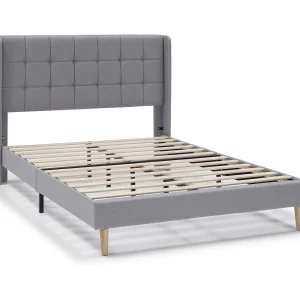 Gestoffeerd bedframe Esther van 30 cm, 135/140×190 cm, Lichtgrijs Gestoffeerd bedframe Esther van 30 cm, 135/140×190 cm, Lichtgrijs