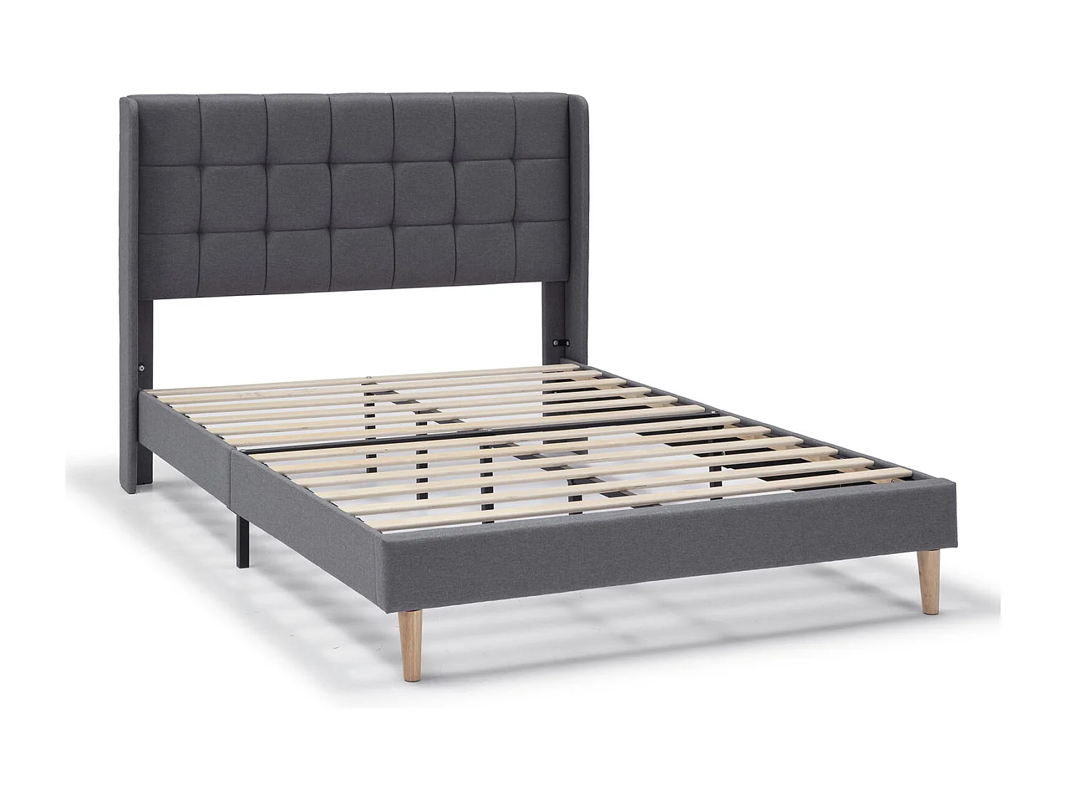 Gestoffeerd bedframe Esther van 30 cm, 90x190 cm, Donkergrijs