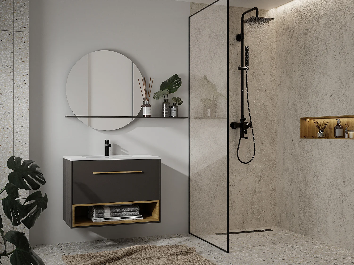Hangend wastafelmeubel - Antraciet - 120 cm - YANGRA - Koop nu goedkoop online