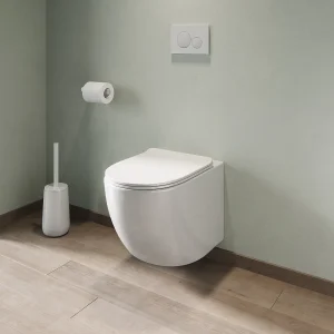 Set voor glanzend witte hang-wc met voorwandsysteem en bedieningsplaat, JAVOINE Set voor glanzend witte hang-wc met voorwandsysteem en bedieningsplaat, JAVOINE