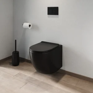 Pakket zwevend toilet mat zwart met frame en zwarte drukplaat, JAVOINE Pakket zwevend toilet mat zwart met frame en zwarte drukplaat, JAVOINE