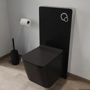 Hangtoilet pakket in mat zwart keramiek met decoratieve inbouwreservoir, CLEMONA Hangtoilet pakket in mat zwart keramiek met decoratieve inbouwreservoir, CLEMONA
