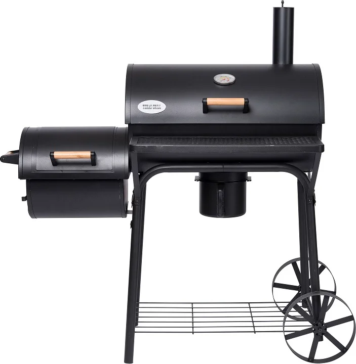 Intratuin houtskool barbecue met rookoven Texas grill Amarillo 126 x 72,5 x 138 cm + Intratuin barbecue hoes