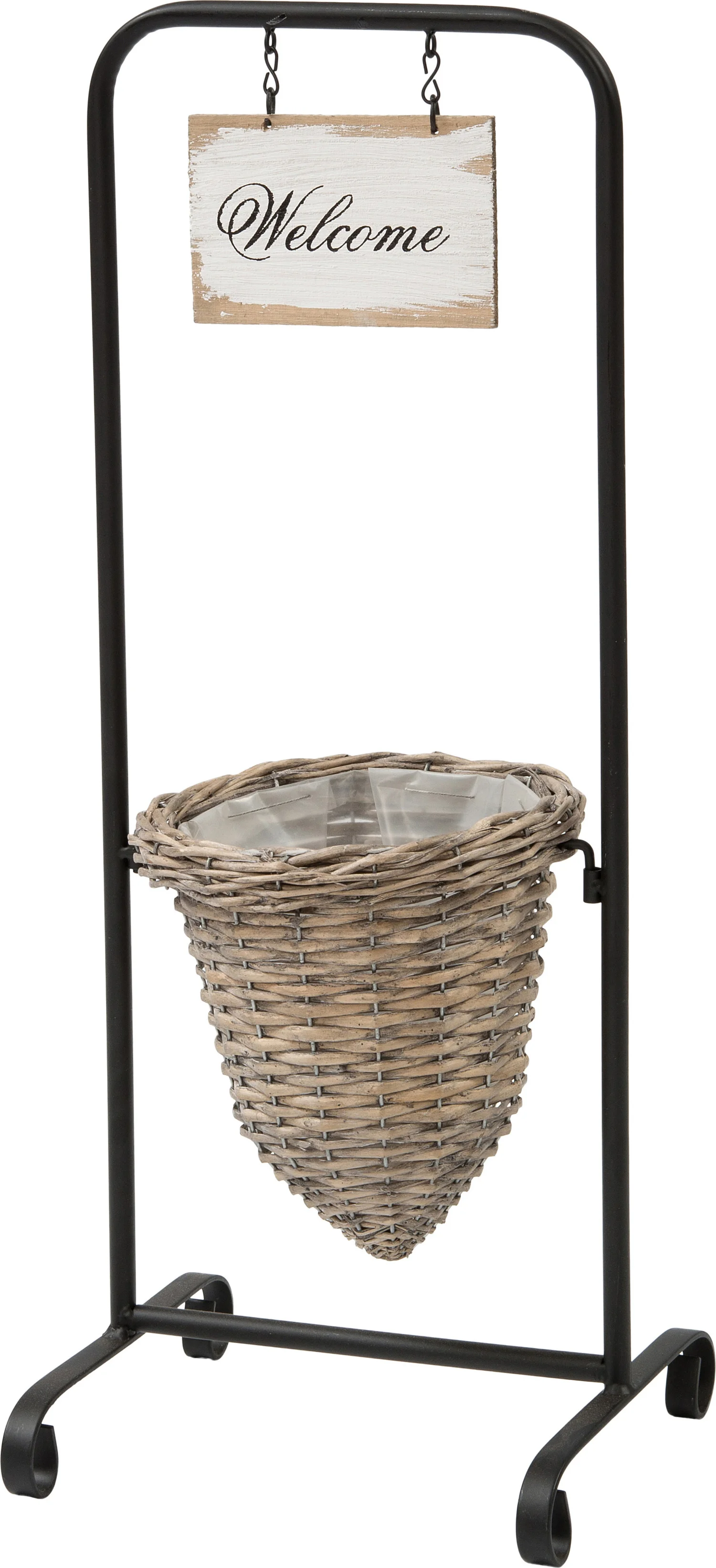 Intratuin plantenmand met standaard zwart / naturel 26 x 24 x 70 cm