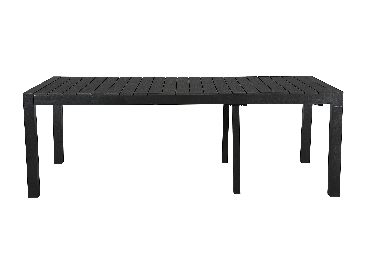 Grup tuintafel, incl. 2 inlegplaten 223-343 cm zwart/zwart.