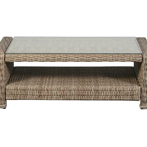 Gram salontafel tuin met glasplaat, naturel.