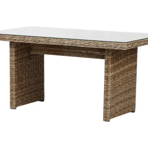 Gram tuintafel 142 x 76 cm, met glasplaat, naturel.