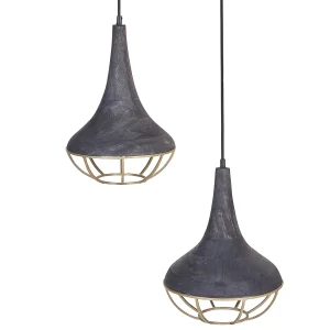 Hanglamp 2 lichten mangohout zwart/koper BAGMATI Hanglamp 2 lichten mangohout zwart/koper BAGMATI