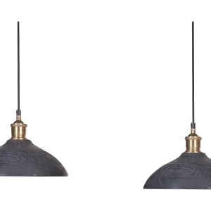 Hanglamp 2 lichten mangohout zwart CHEYYAR Hanglamp 2 lichten mangohout zwart CHEYYAR
