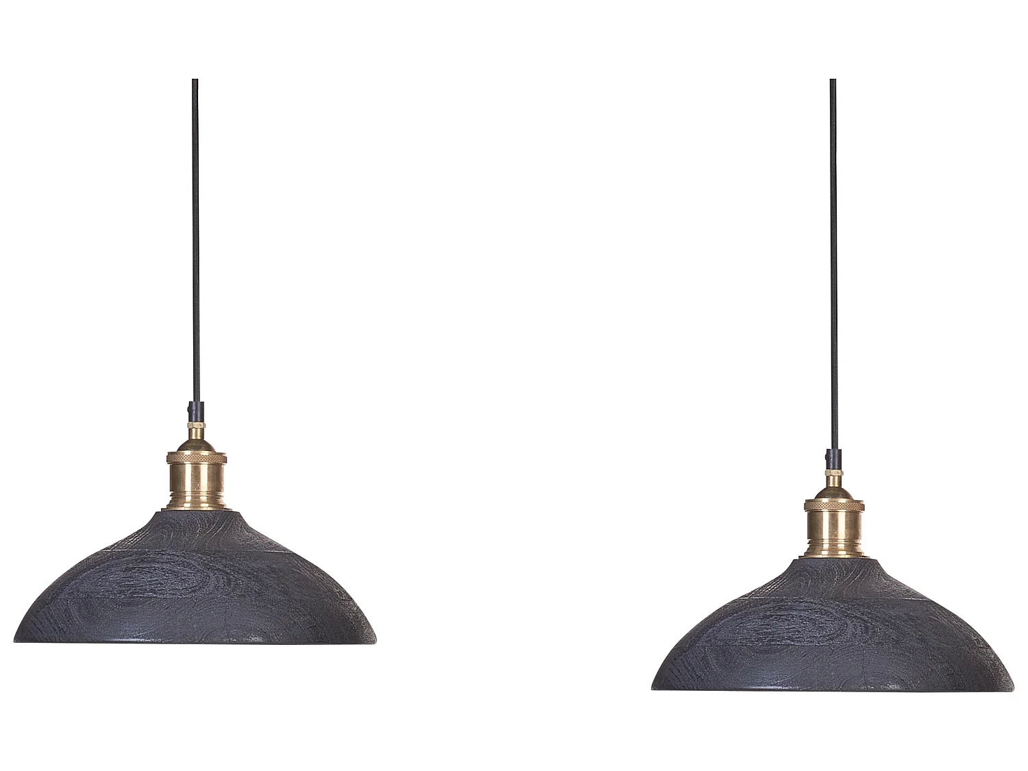 Hanglamp 2 lichten mangohout zwart CHEYYAR