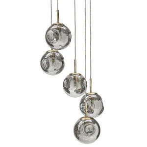 Hanglamp 5 lampen messing RALFES