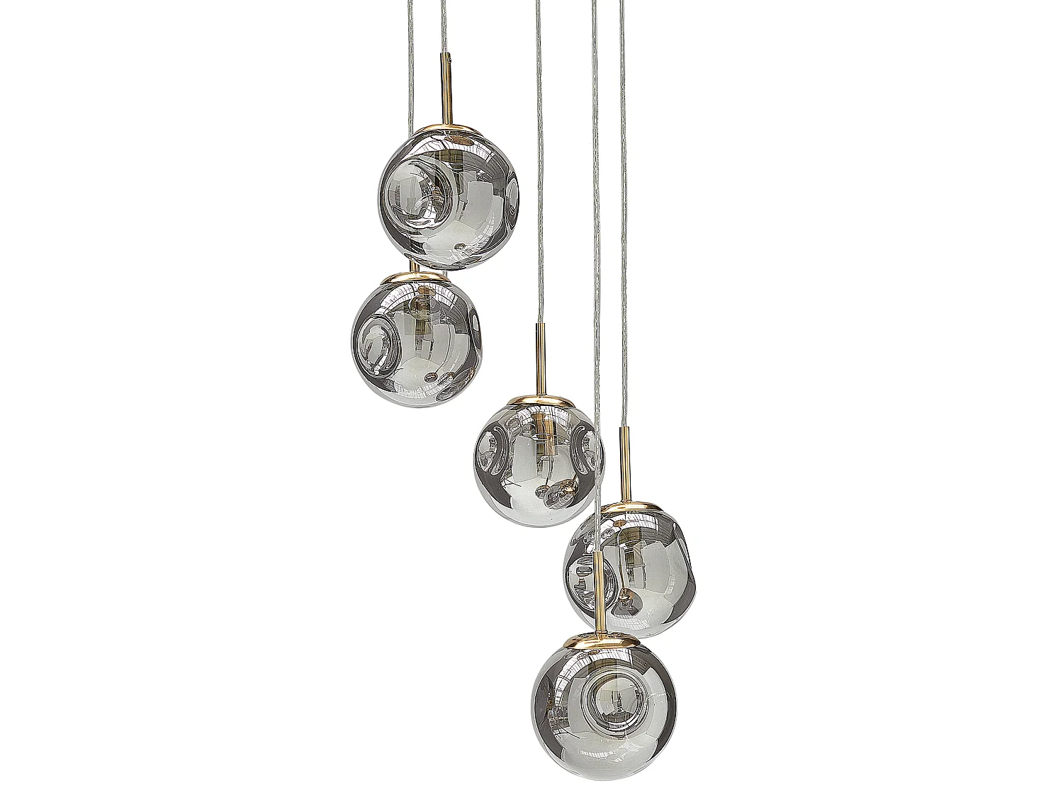 Hanglamp 5 lampen messing RALFES