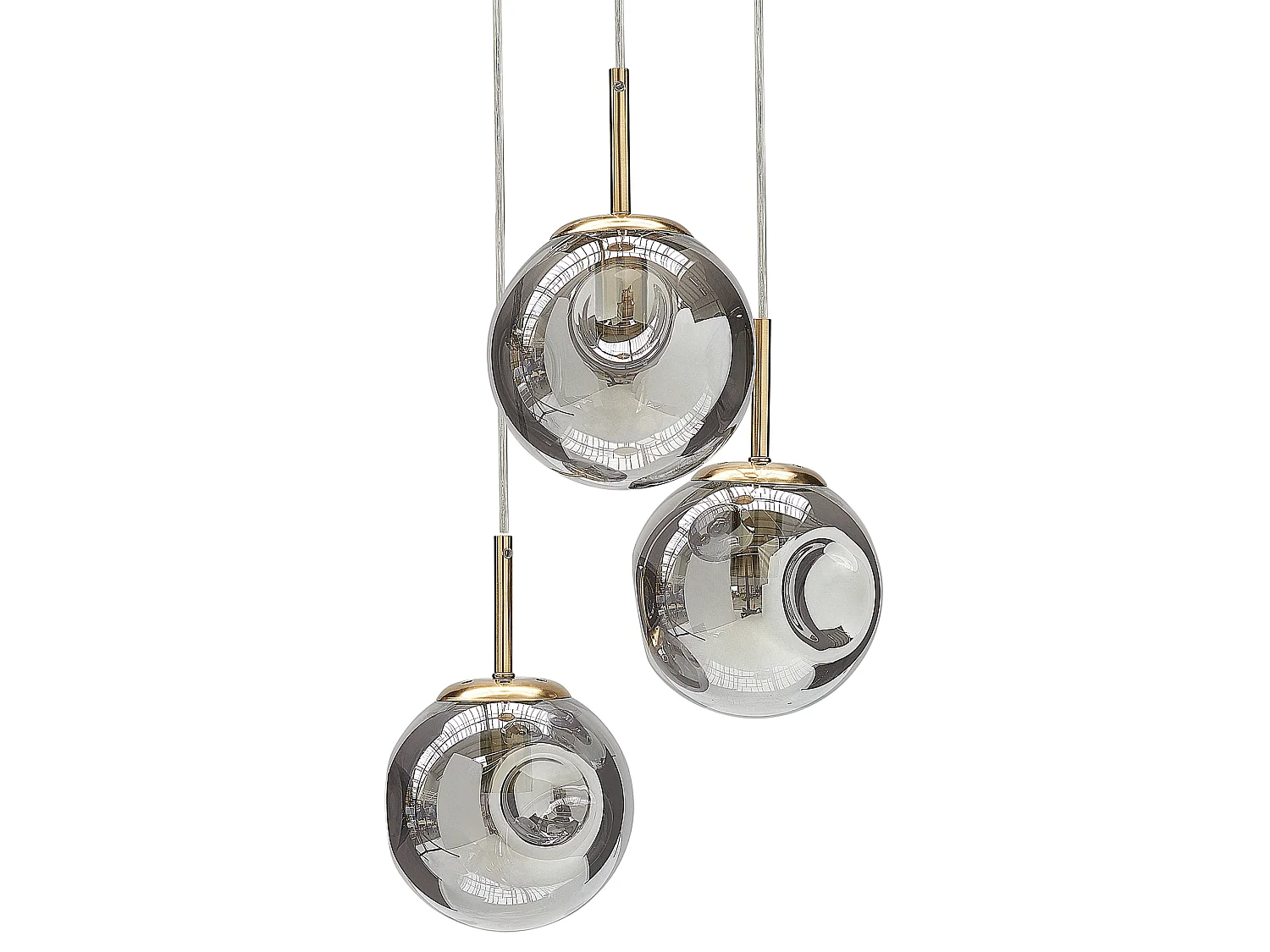 Hanglamp 3 lampen messing RALFES