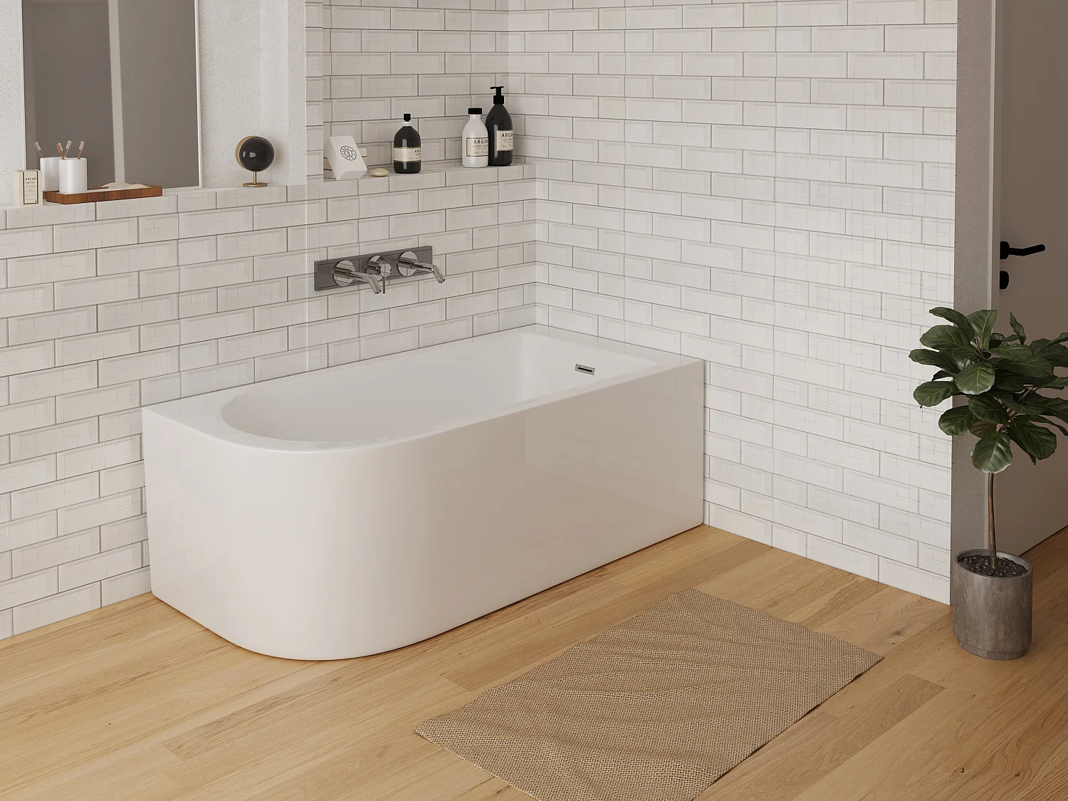 Hoekbad - 240L - 170 x 75 x 58 cm - rechtse hoek ANIKA