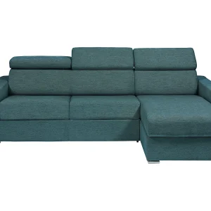 Omkeerbare slaapbank met hoek in beige stof latten van 160 cm matras 18 cm VIZIR Omkeerbare slaapbank met hoek in beige stof latten van 160 cm matras 18 cm VIZIR