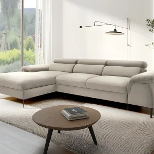 Slaapbank met hoek links in beige fluweel design SEPINA van Pascal Morabito Slaapbank met hoek links in beige fluweel design SEPINA van Pascal Morabito