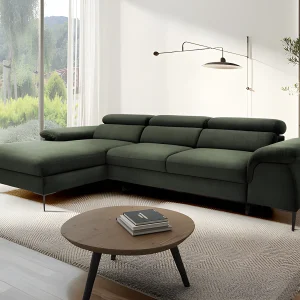Slaapbank met hoek links in groen fluweel design SEPINA van Pascal Morabito Slaapbank met hoek links in groen fluweel design SEPINA van Pascal Morabito