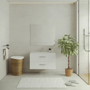 Zwevend wastafelmeubel voor de badkamer, wit, 80 cm, KAYLA