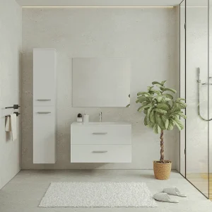 Badkamerkolom met 6 planken, L30 x D25 x H160 cm, wit, KAYLA