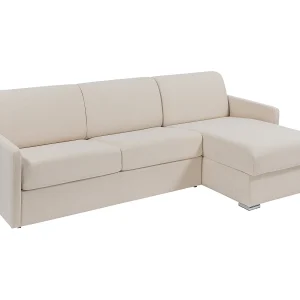 Snel om te bouwen slaapbank met hoek in beige stof – Bed van 140 cm – Matras 22 cm – CALIFE Snel om te bouwen slaapbank met hoek in beige stof – Bed van 140 cm – Matras 22 cm – CALIFE
