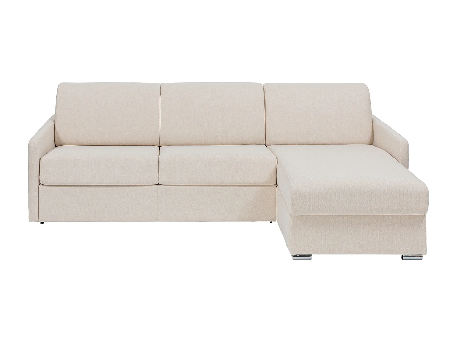Snel om te bouwen slaapbank met hoek in beige stof - Bed van 140 cm met latten van 14 cm dik - CALIFE