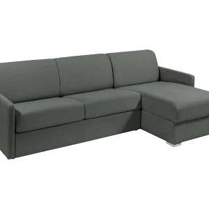 Snel om te bouwen slaapbank met hoek in grijze stof – Bed van 160 cm – Matras 18 cm – CALIFE