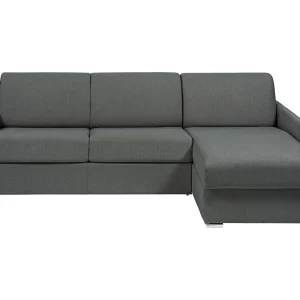 Snel om te bouwen slaapbank met hoek in grijze stof – Bed van 140 cm met latten van 18 cm dik – CALIFE
