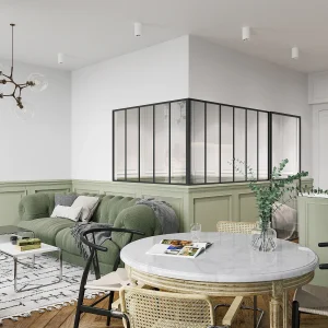 Glazen hoekbinnenraam in industriële stijl in gepoederlakt aluminium – L180 x L150 x H105 – Zwart – BAYVIEW Glazen hoekbinnenraam in industriële stijl in gepoederlakt aluminium – L180 x L150 x H105 – Zwart – BAYVIEW