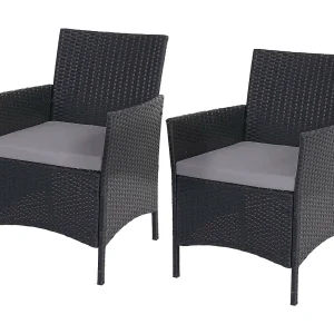 Polyrotan fauteuils Halden (set van 2), antraciet, antraciet kussens Polyrotan fauteuils Halden (set van 2), antraciet, antraciet kussens