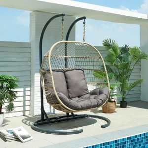 Hangfauteuil voor 2 personen – Licht naturel en grijs – LISSANDRA van MYLIA Hangfauteuil voor 2 personen – Licht naturel en grijs – LISSANDRA van MYLIA