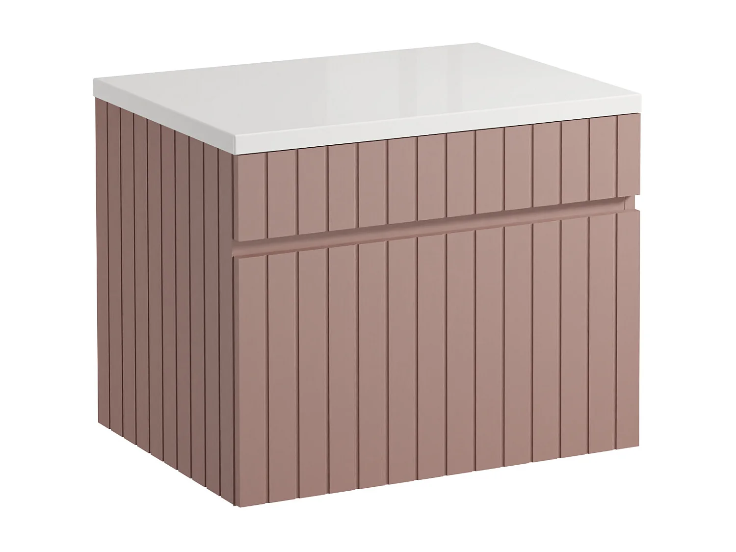 Roze gestreept hangmeubel voor badkamer met plank, 60 cm, SATARA