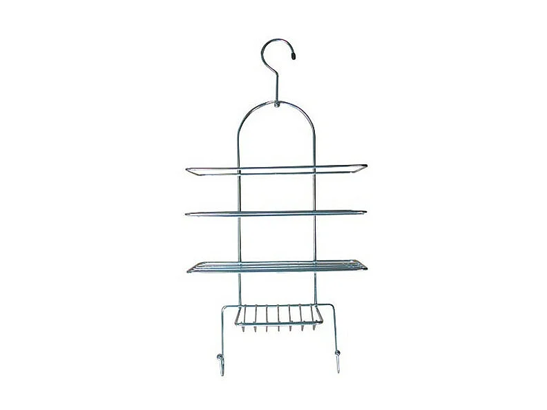 Hangende chromen doucheplank van MSV met hout - 25x53x11cm