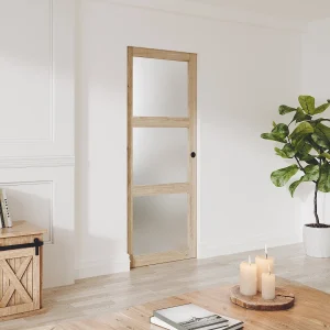 Hangende schuifdeur met rails en 3 ramen, L63 cm, mat glas, ACOSTA II Hangende schuifdeur met rails en 3 ramen, L63 cm, mat glas, ACOSTA II