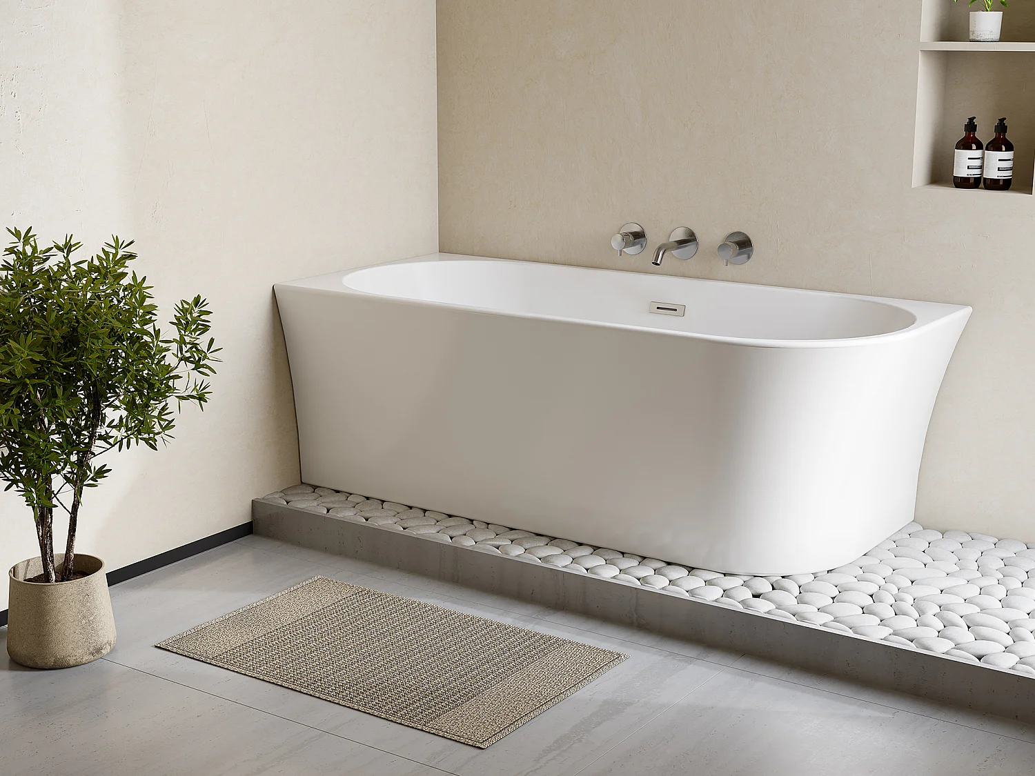 Hoekbad links - 228 liter - 170 x 75 x 59 cm - Wit - Acryl - PONTICOLA