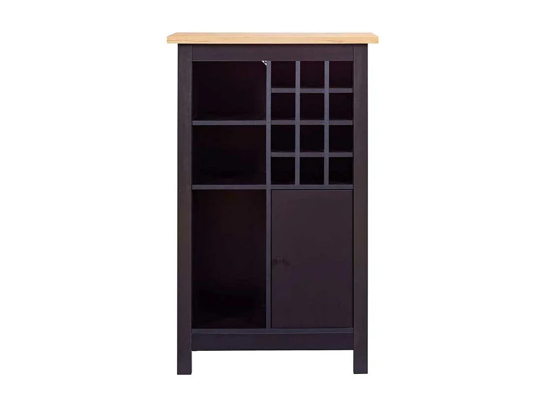 Helina wandkast wijnrek, zwart,eik decor.