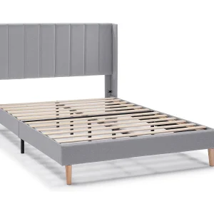 Gestoffeerd bedframe Noelia van 30 cm, 150×190 cm, Lichtgrijs Gestoffeerd bedframe Noelia van 30 cm, 150×190 cm, Lichtgrijs