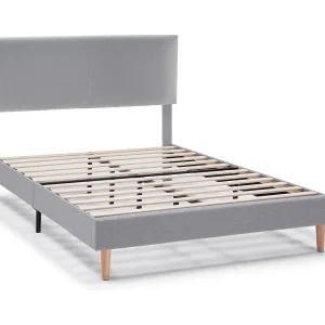 Grijze lichtgrijze gestoffeerde bedstructuur Lauren van 30 cm, 150×190 cm. Grijze lichtgrijze gestoffeerde bedstructuur Lauren van 30 cm, 150×190 cm.