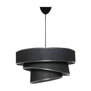 Hanglamp van stof en metaal met aanpasbare hoogte – D40 x H30-70 cm – Zwart en zilverkleurig – TAIRON Hanglamp van stof en metaal met aanpasbare hoogte – D40 x H30-70 cm – Zwart en zilverkleurig – TAIRON